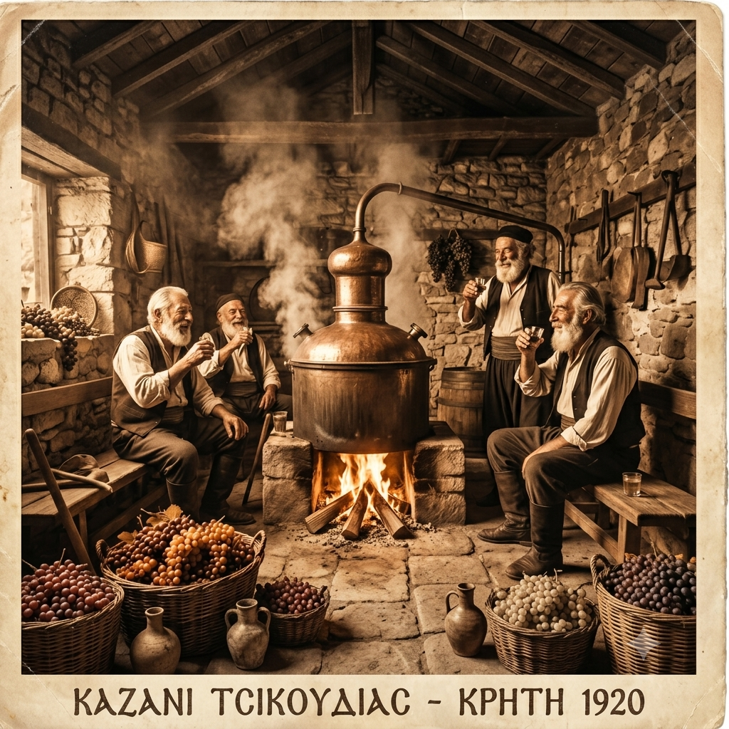Καζάνι τσικουδιάς, Κρήτη, 1920